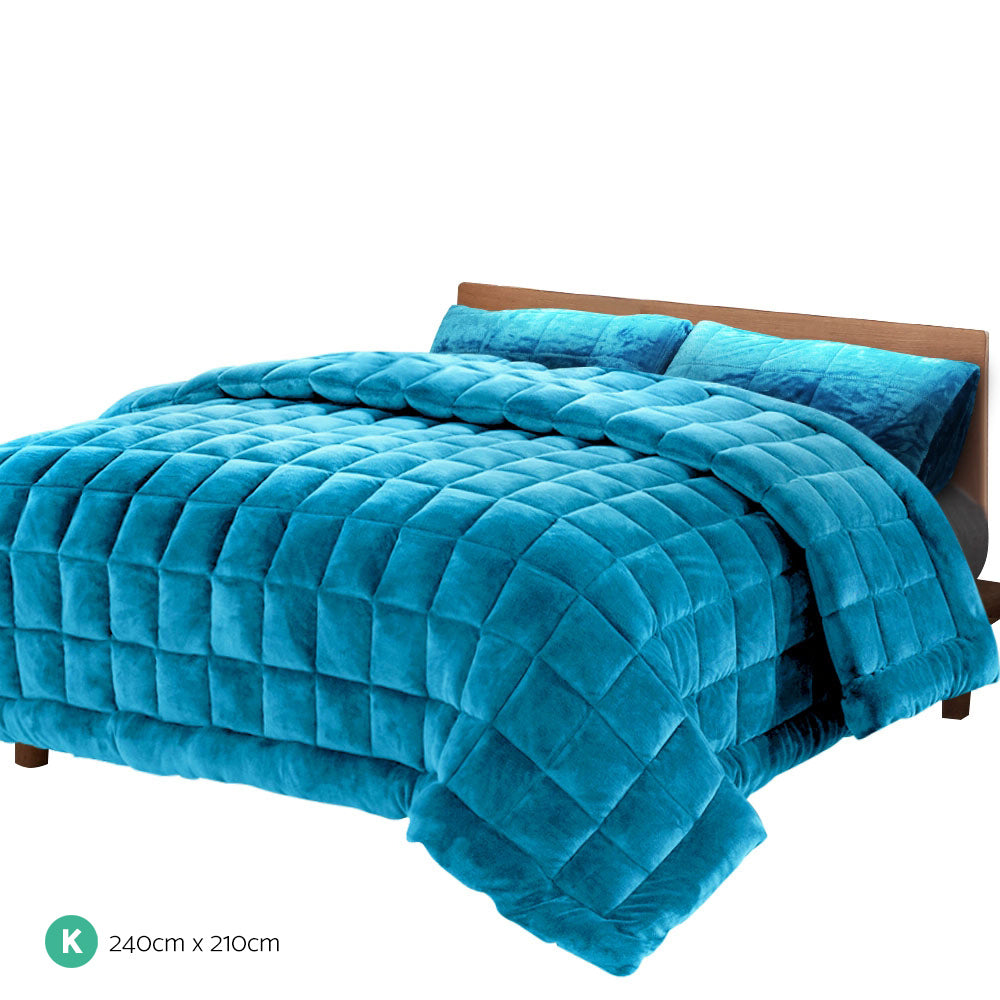 Giselle Bedding Faux Mink Quilt King Size Teal - House Things Home & Garden > Bedding