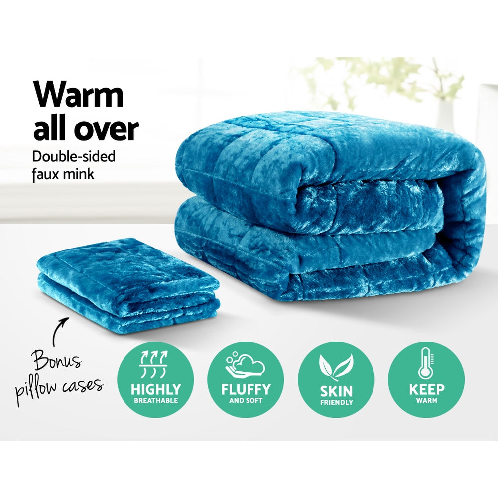 Giselle Bedding Faux Mink Quilt Queen Size Teal - House Things Home & Garden > Bedding