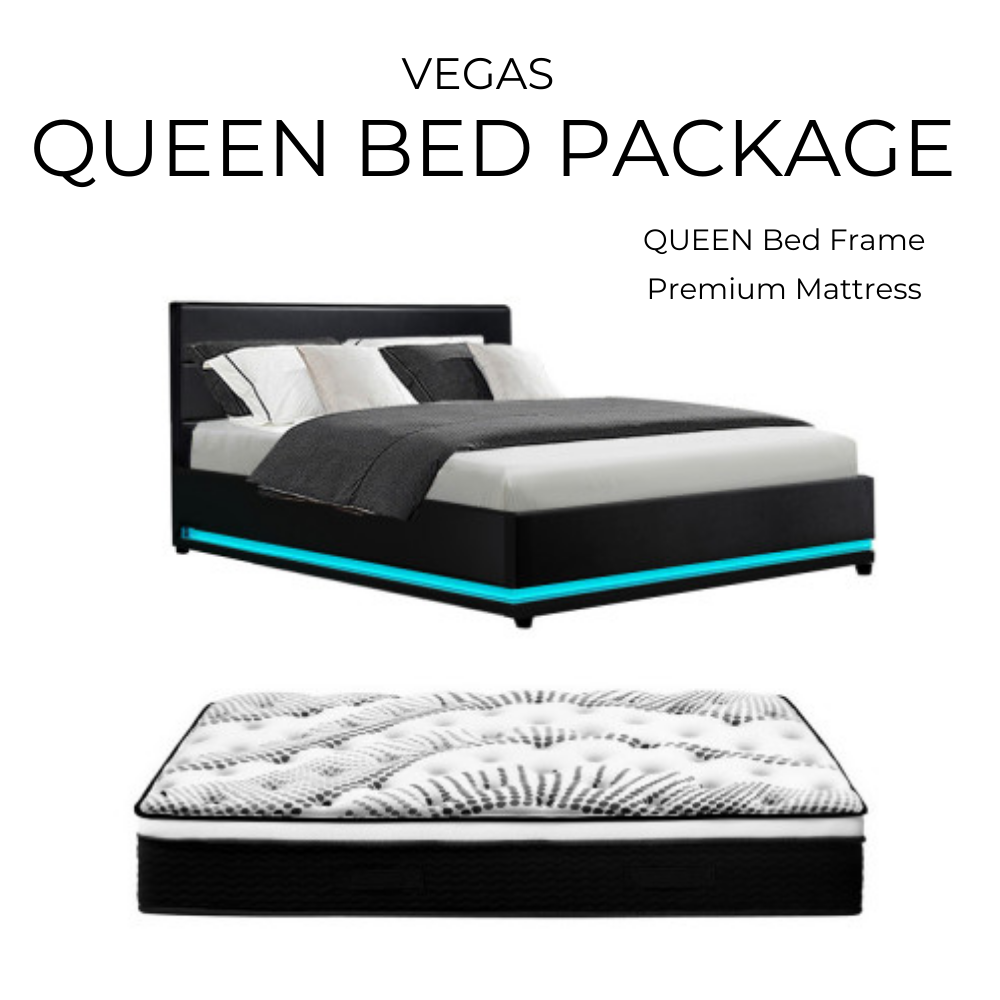 Vegas Queen Size Bed & Mattress Package - House Things