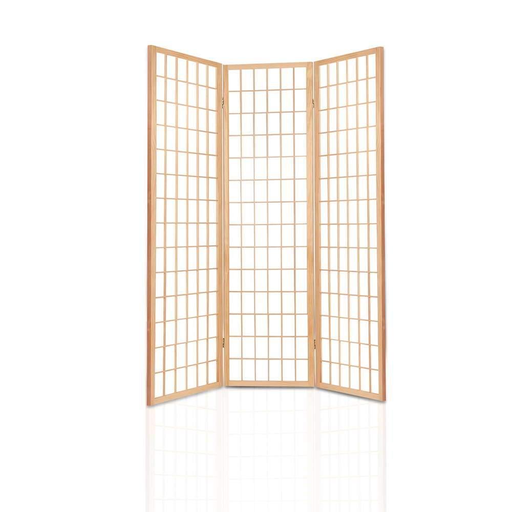 3 Panel Wooden Room Divider - Natural - House Things Furniture > Living Room