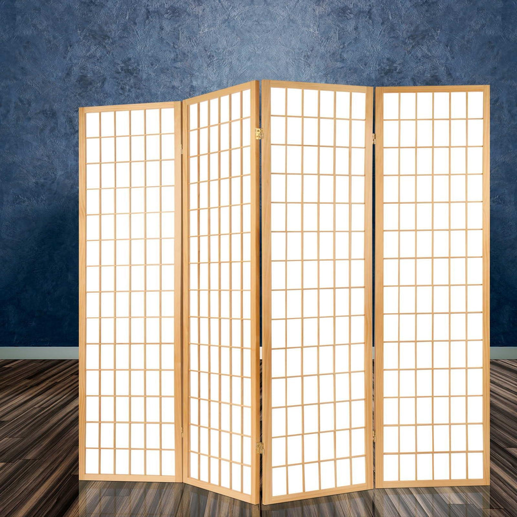 6 Panel Room Divider Privacy Screen Foldable Pine Wood Stand Natural - House Things Furniture > Living Room