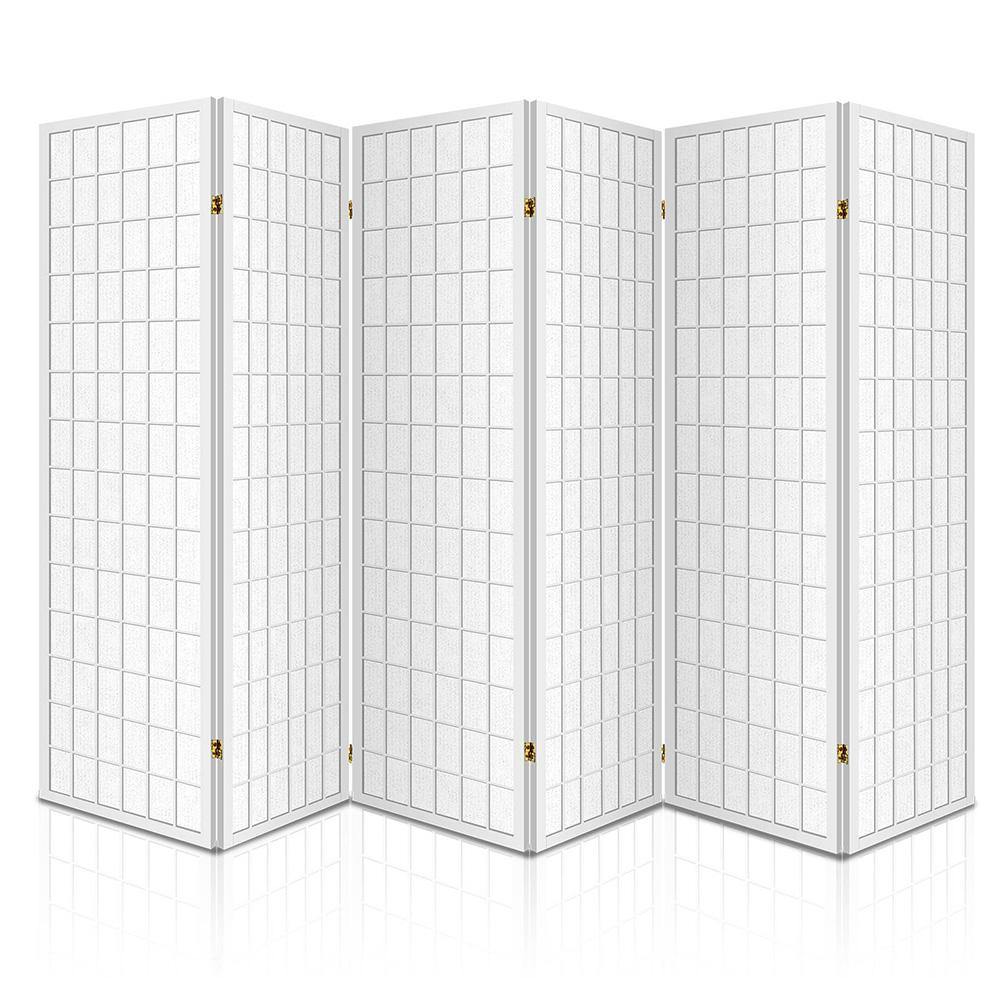 6 Panel Room Divider Privacy Screen White - House Things Furniture > Living Room