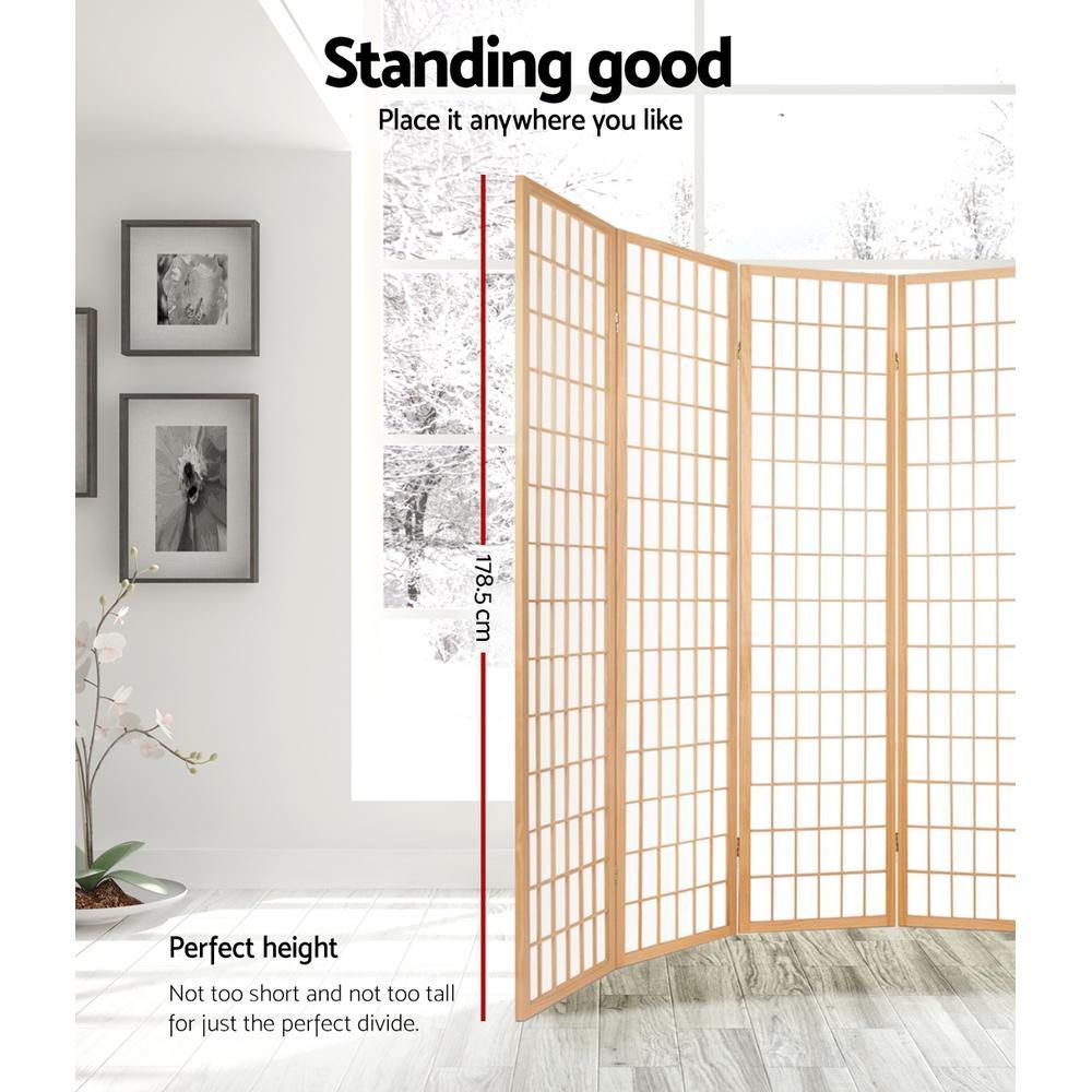 8 Panel Privacy Screen Room Divider Oriental Natural - Housethings 