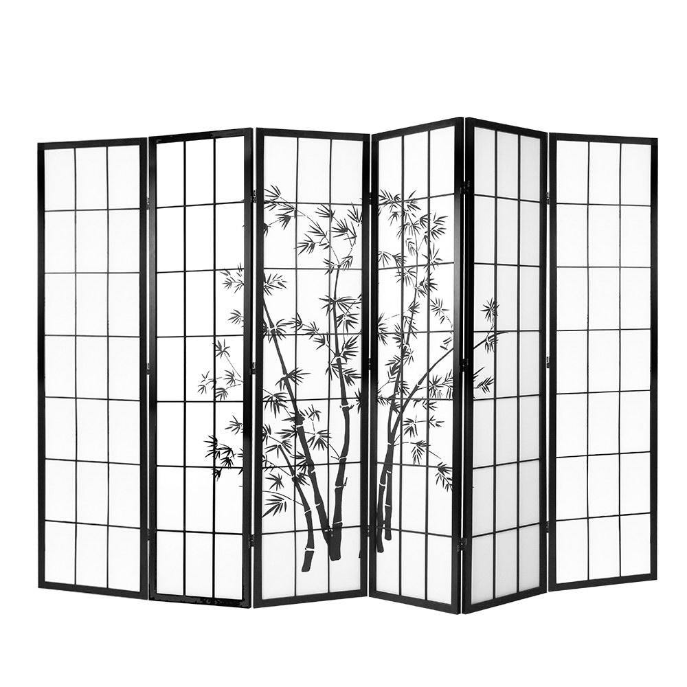 6 Panel Room Divider Privacy Screen Dividers Black White - Housethings 