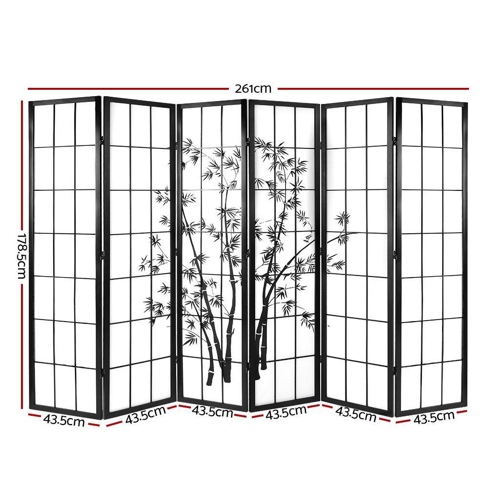 6 Panel Room Divider Privacy Screen Dividers Black White - Housethings 
