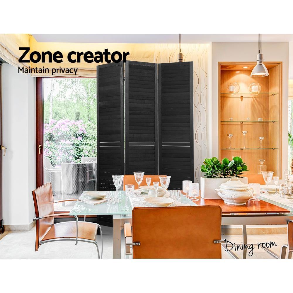 3 Panel Room Divider Privacy Screen Black - Housethings 