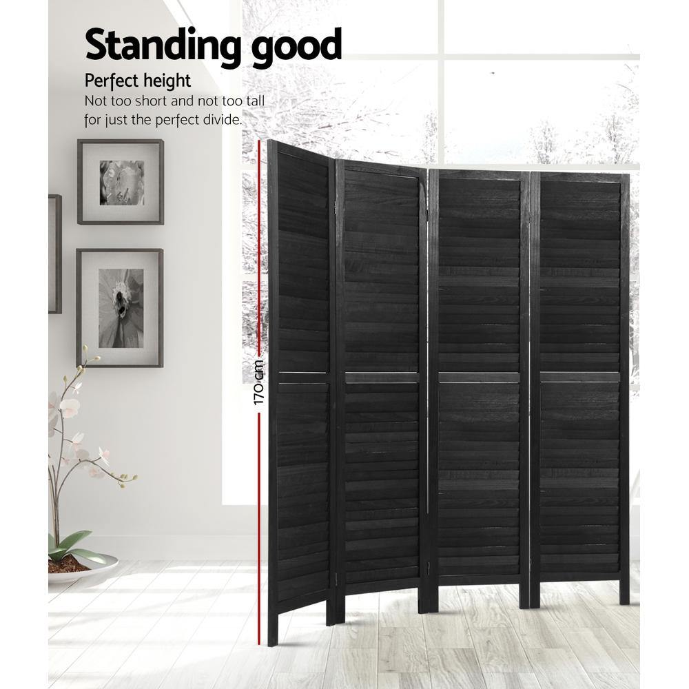 4 Panel Room Divider  Privacy Screen Black - Housethings 