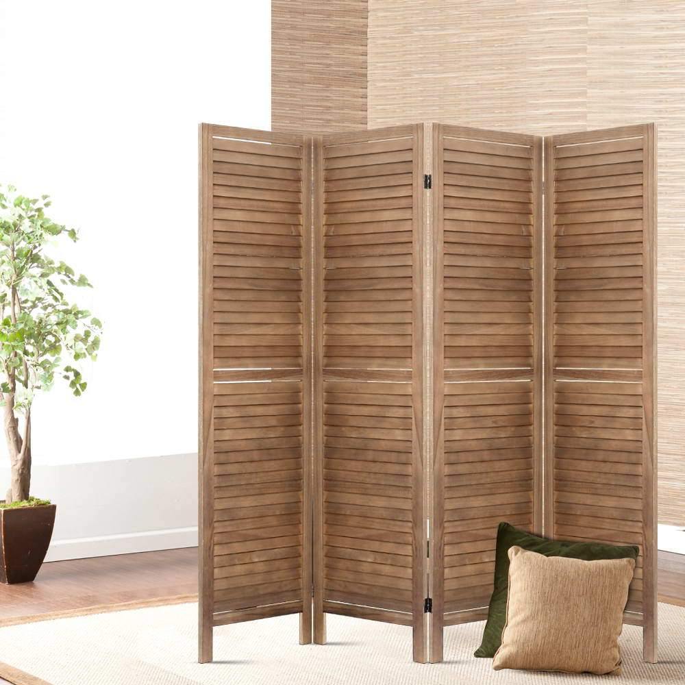 4 Panel Privacy Screen Brown - House Things Furniture > Living Room