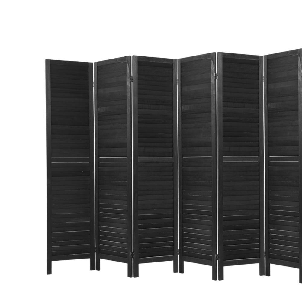 6 Panel Room Divider Privacy Screen Wood Black - Housethings 