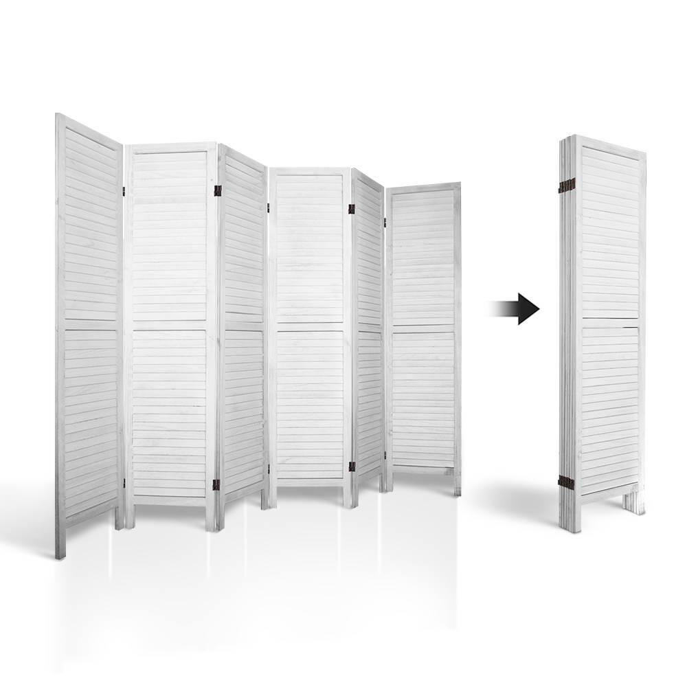 6 Panel Room Divider Privacy Screen White - House Things Furniture > Living Room