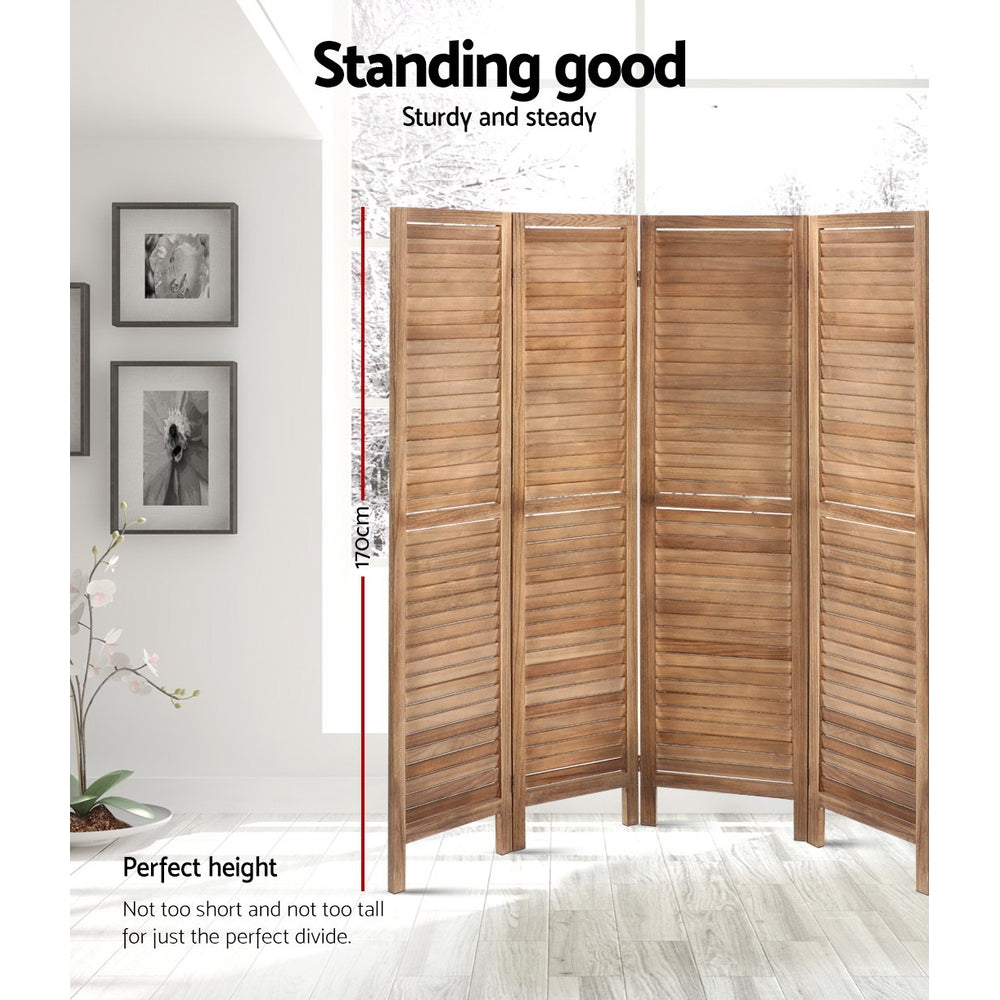 Room Divider Screen 8 Panel Privacy Wood Dividers Stand Bed Timber Brown - House Things Furniture > Living Room