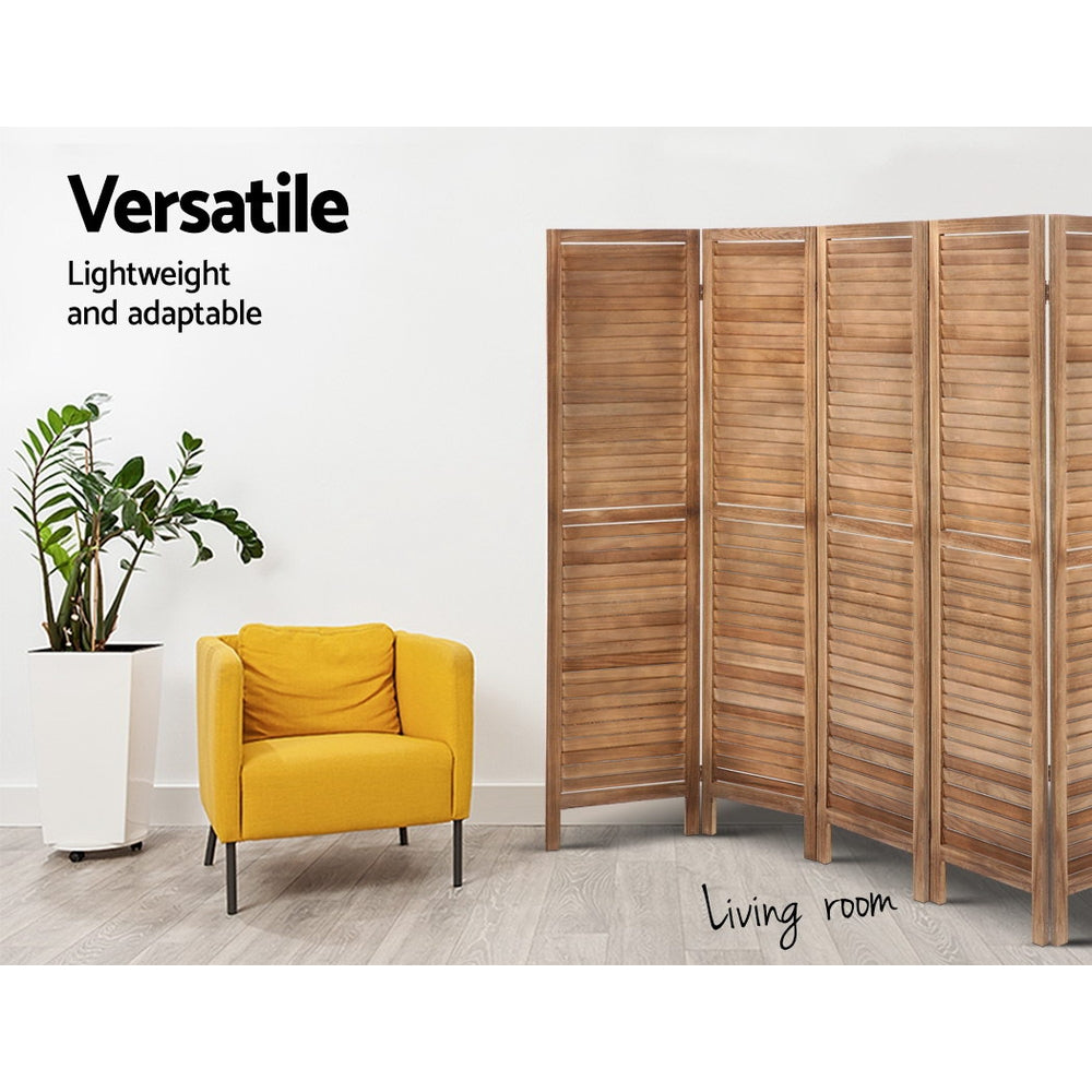 Room Divider Screen 8 Panel Privacy Wood Dividers Stand Bed Timber Brown - House Things Furniture > Living Room