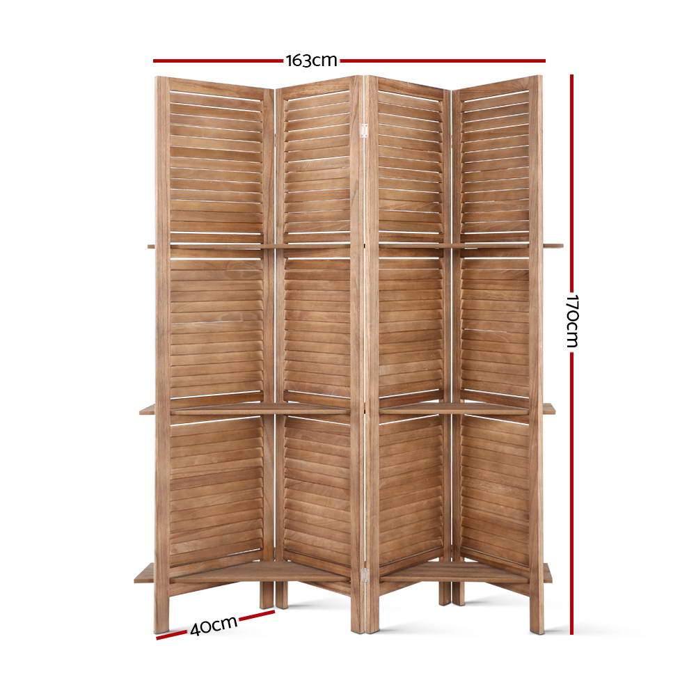 4 Panel Privacy Screen Foldable Brown - House Things Furniture > Living Room