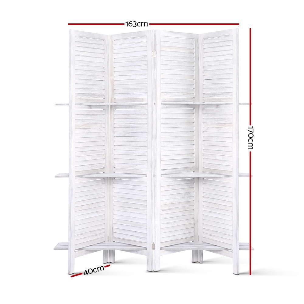 Room Divider Privacy Screen Foldable Partition Stand 4 Panel White - House Things Furniture > Living Room