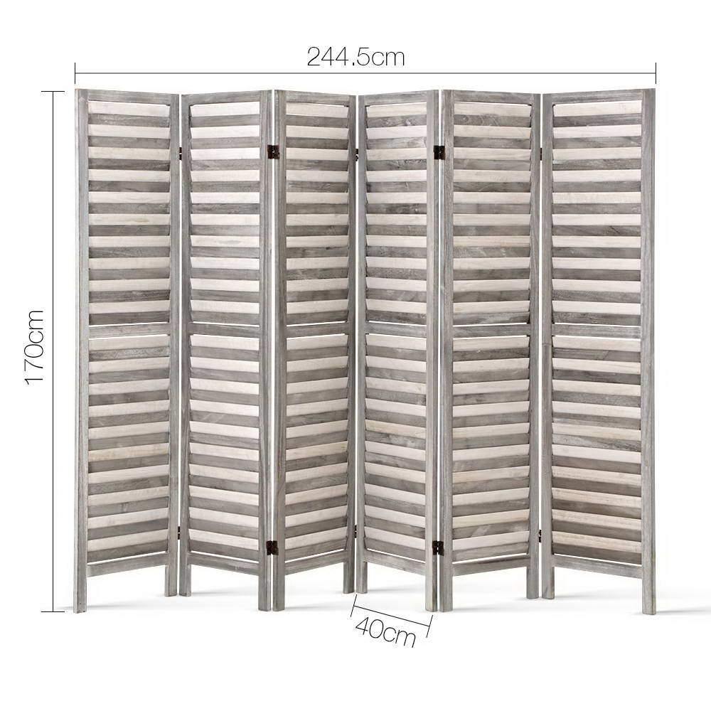 6 Panel Room Divider Privacy Screen Grey - Housethings 