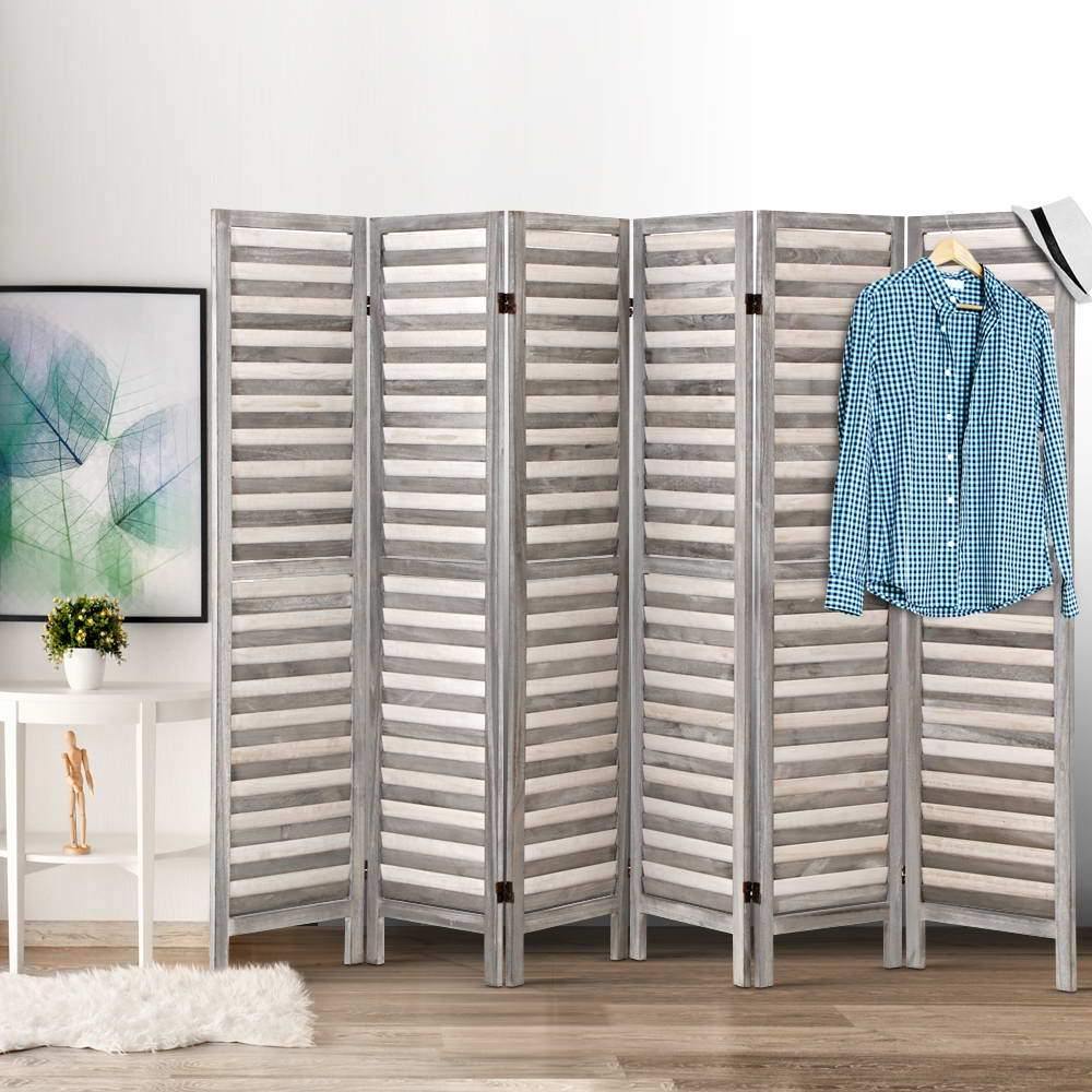 6 Panel Room Divider Privacy Screen Grey - Housethings 