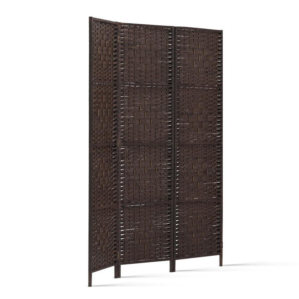 3 Panel Privacy Screen Rattan Brown - Housethings 
