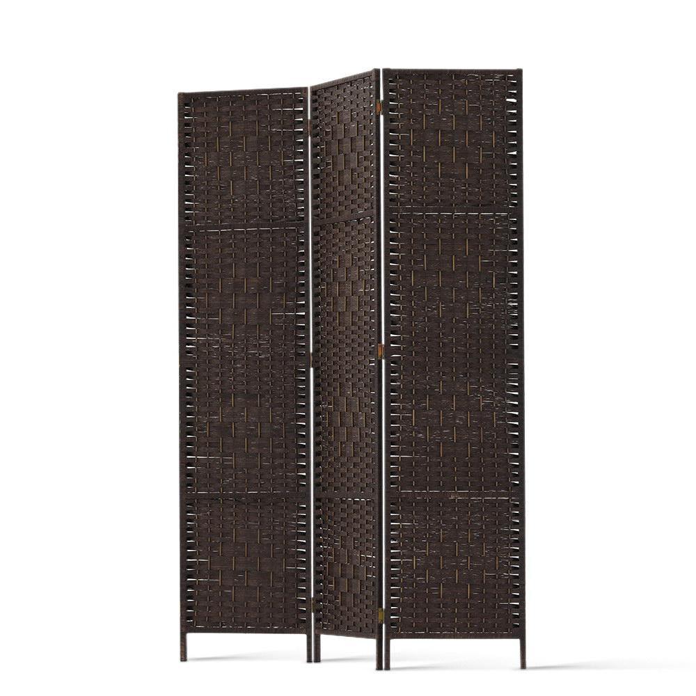 3 Panel Privacy Screen Rattan Brown - Housethings 