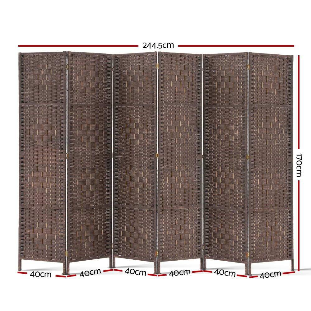6 Panel Room Divider - Brown - Housethings 