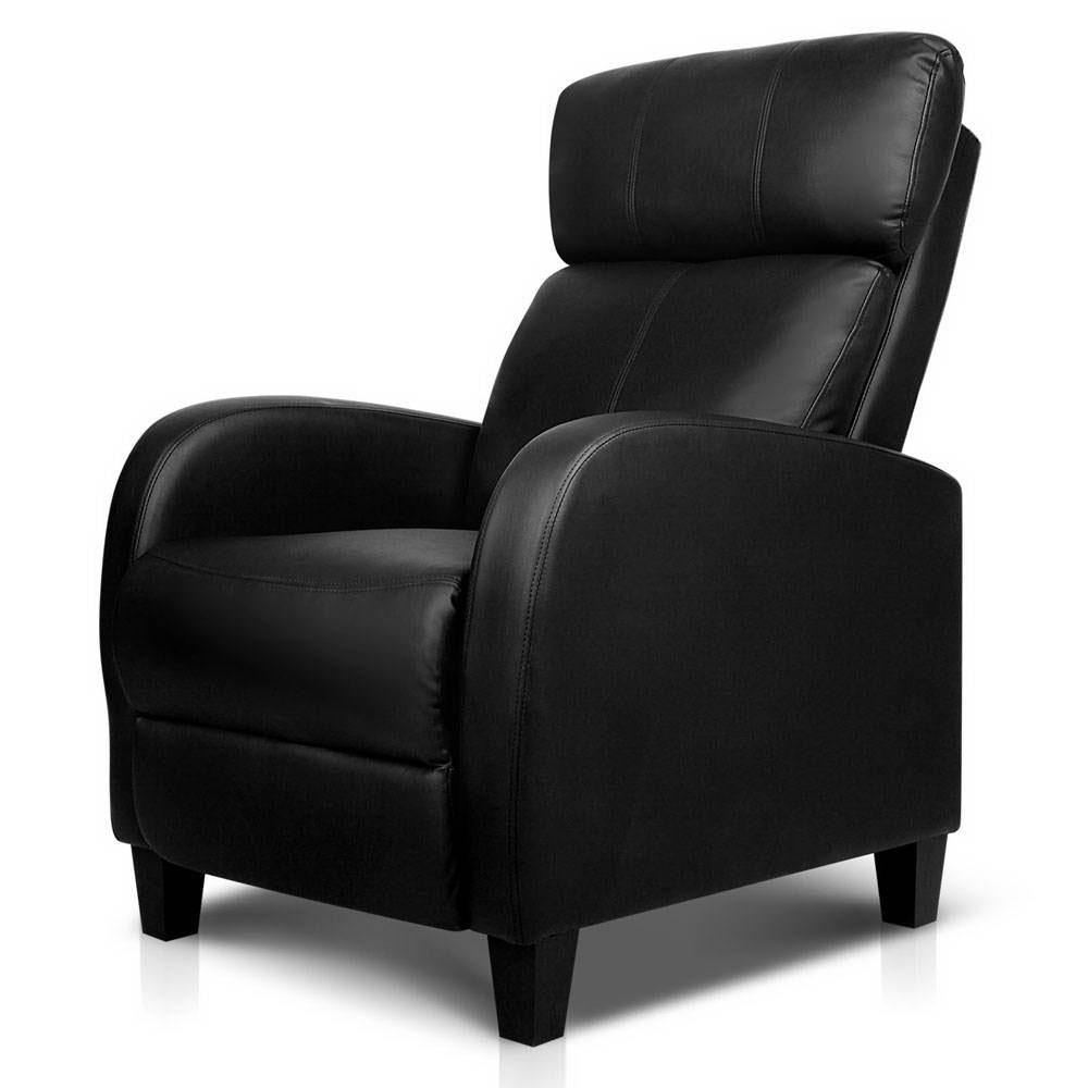 Marley PU Leather Reclining Armchair - Black - House Things Furniture > Living Room