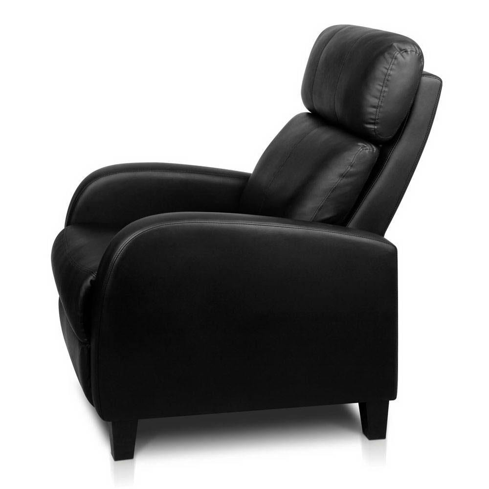 Marley PU Leather Reclining Armchair - Black - House Things Furniture > Living Room