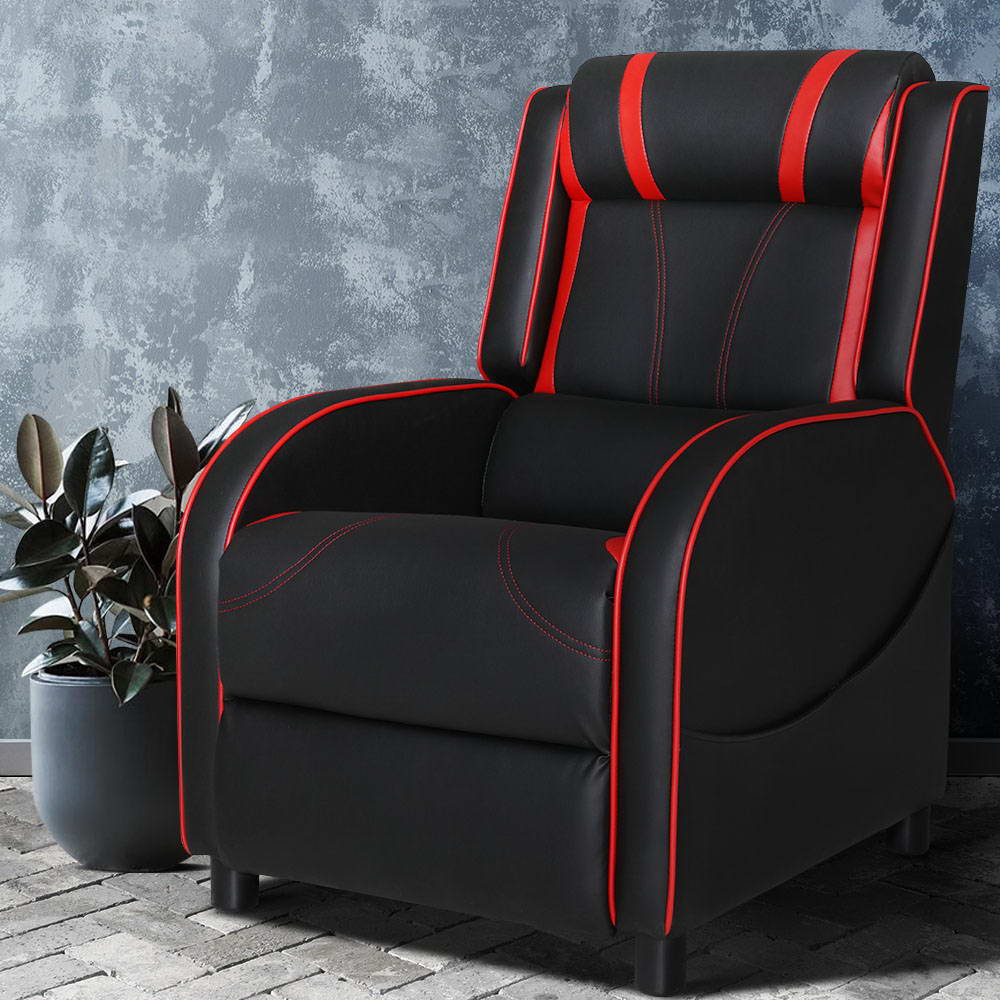 Recliner Gaming Armchair Leather Black - House Things Health & Beauty > Massage