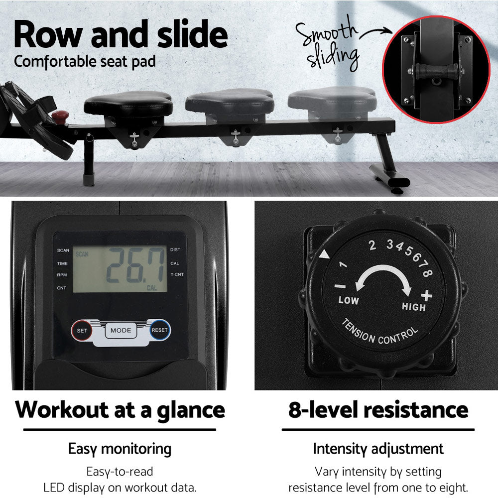 Everfit Magnetic Rowing Exercise Machine Rower Resistance Cardio Fitness Gym - House Things Sports & Fitness > Fitness Accessories