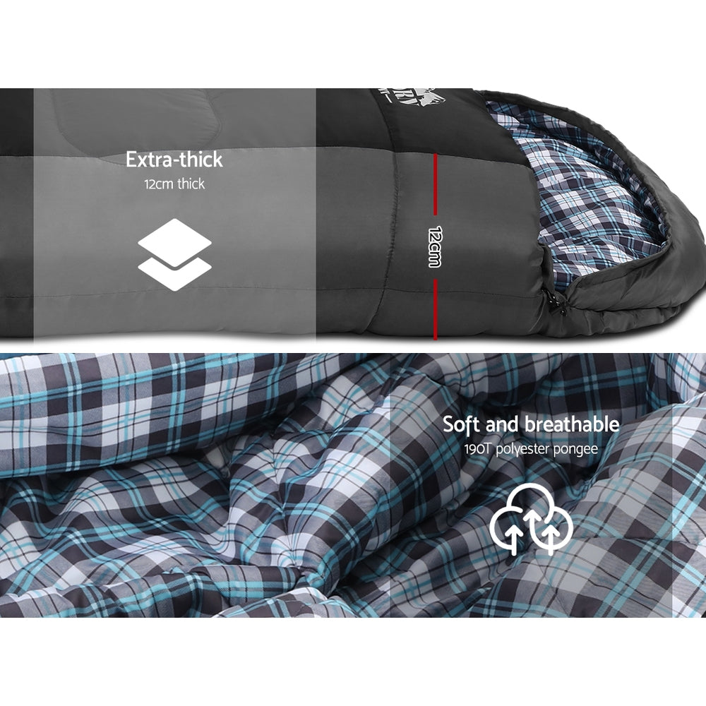 Weisshorn Sleeping Bag Bags Single Camping Hiking -20°C to 10°C Tent Winter Thermal Grey - House Things Outdoor > Camping
