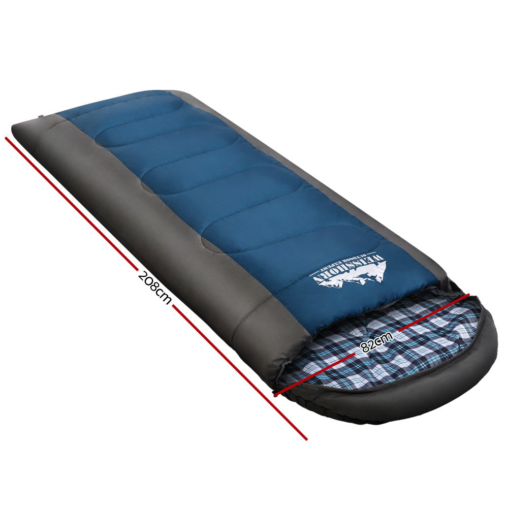 Weisshorn Sleeping Bag Bags Single Camping Hiking -20°C to 10°C Tent Winter Thermal Navy - House Things Outdoor > Camping