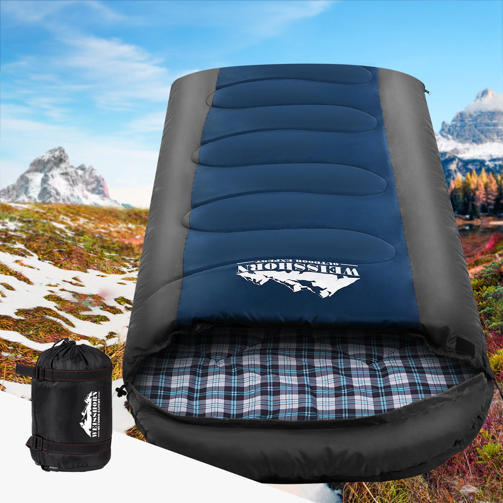 Weisshorn Sleeping Bag Bags Single Camping Hiking -20°C to 10°C Tent Winter Thermal Navy - House Things Outdoor > Camping