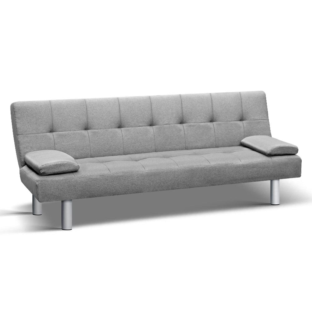 3 Seater Fabric Sofa Bed - Grey - House Things 