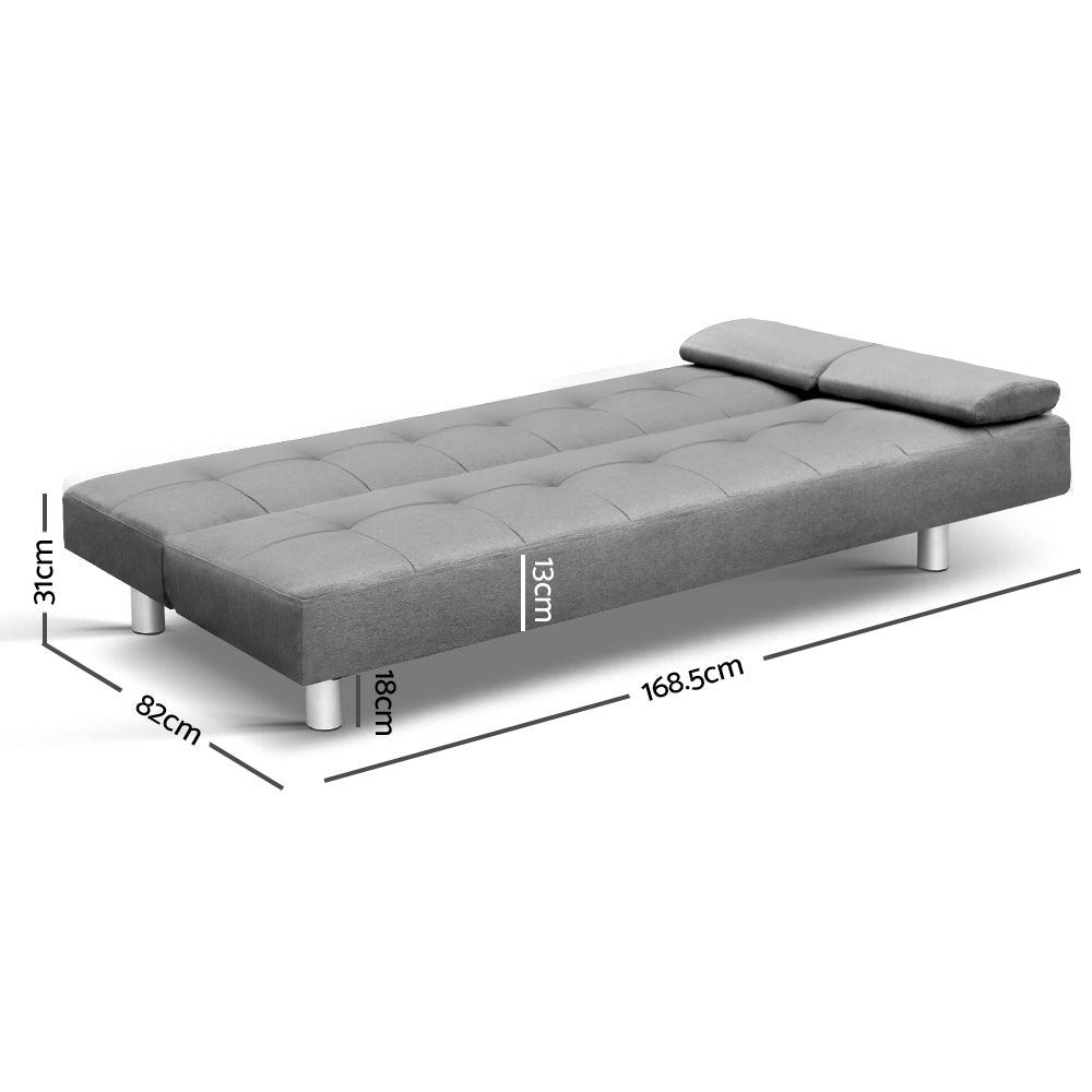 3 Seater Fabric Sofa Bed - Grey - House Things 