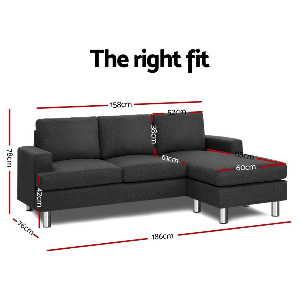 4 Seater Suite Sofa Lounge Set Dark Grey - House Things 