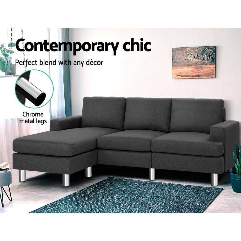 4 Seater Suite Sofa Lounge Set Dark Grey - House Things 