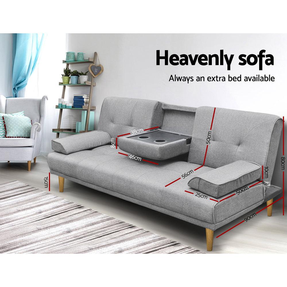3 Seater Fabric Sofa Bed - Grey - House Things Furniture > Sofas