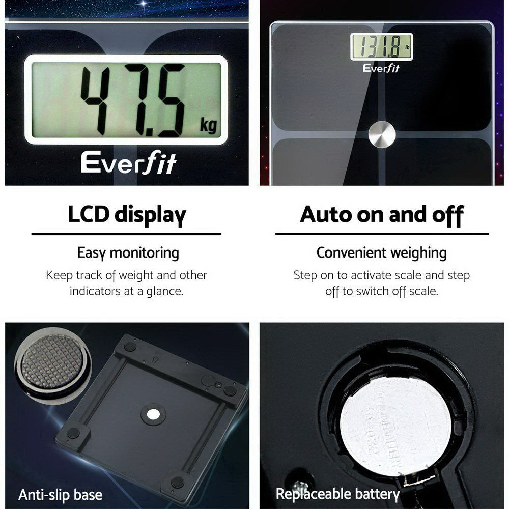 Everfit Bathroom Scales Digital Weighing Scale 180KG Electronic Monitor Tracker - House Things Home & Garden > Scales