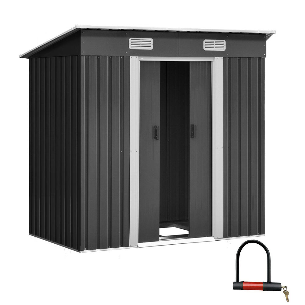 Galvanised Outdoor Garden Storage Shed 194x121cm with Base - House Things Promotion