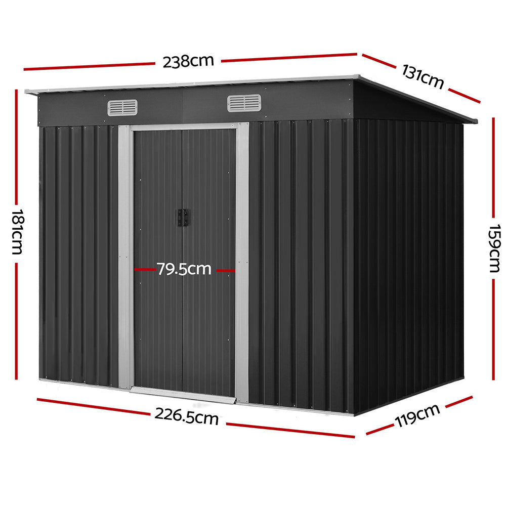 Galvanised Outdoor Garden Storage Shed 238x131cm - House Things Brand > Giantz
