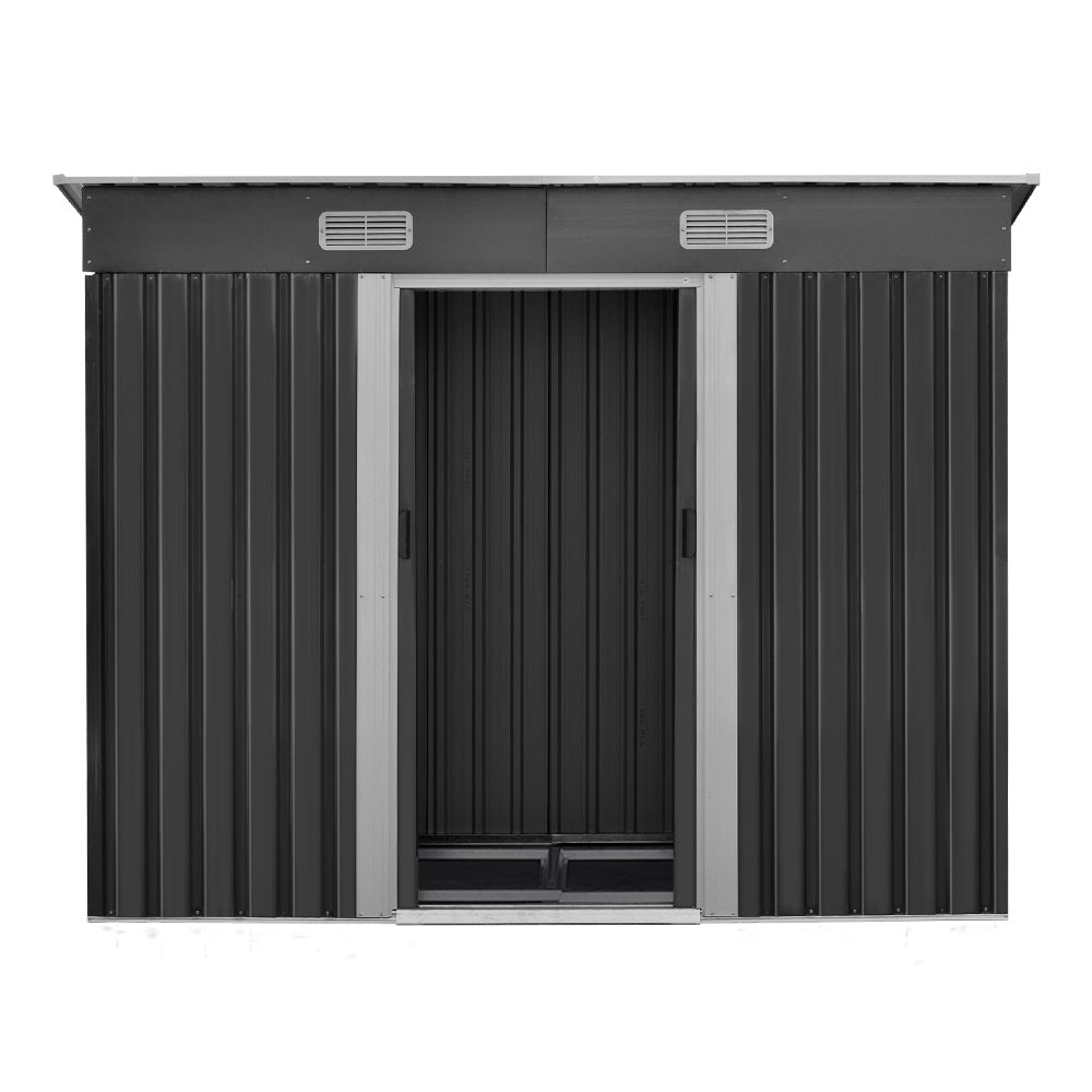 Galvanised Outdoor Garden Storage Shed 2.38x1.31M with Base - House Things Home & Garden > Garden Furniture