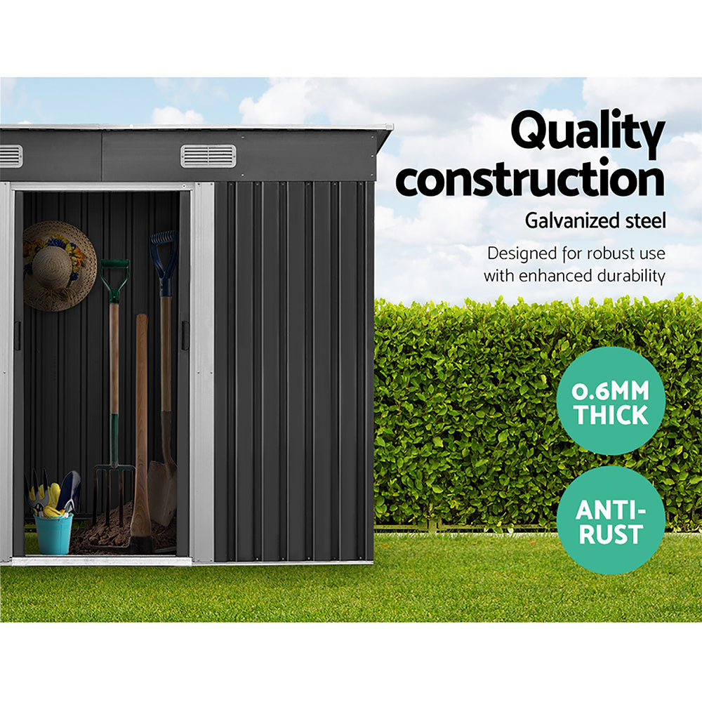 Galvanised Outdoor Garden Storage Shed 2.38x1.31M with Base - House Things Home & Garden > Garden Furniture