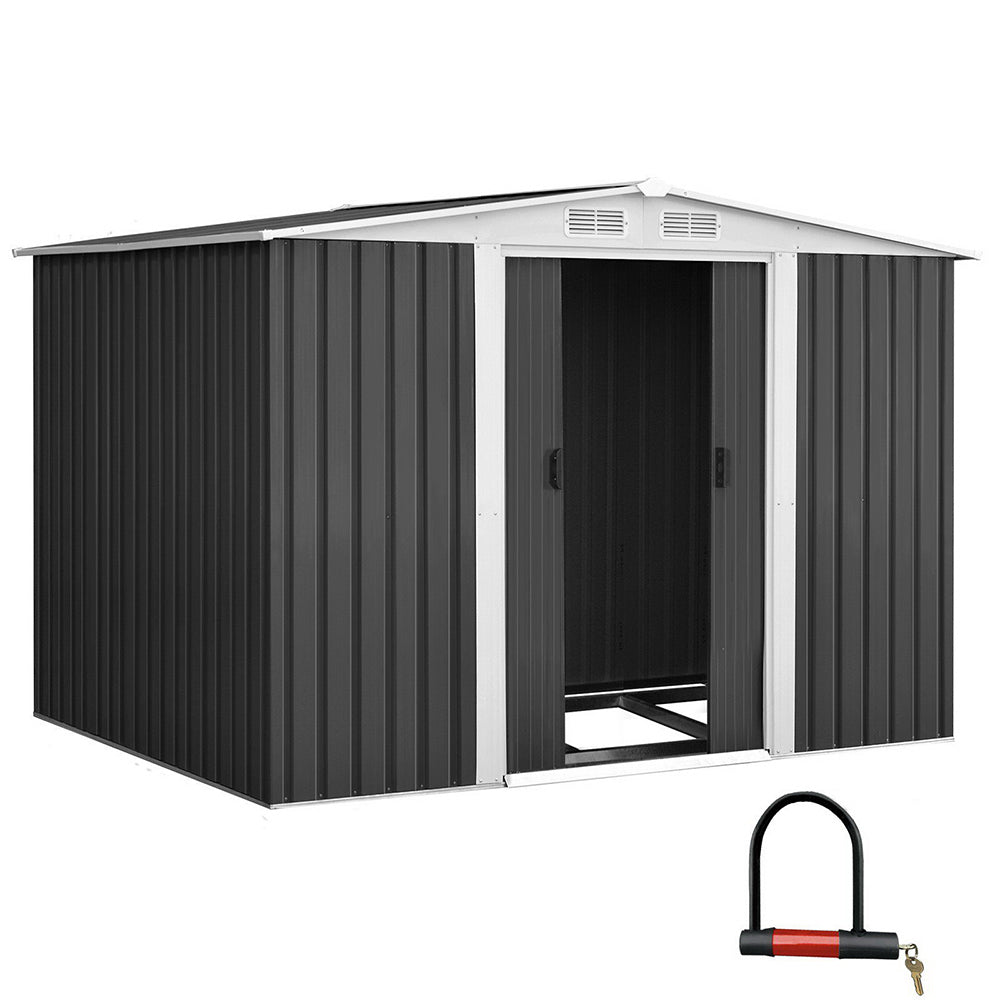 Galvanised Outdoor Garden Storage Shed 257x2.05cm with Base - House Things Promotion