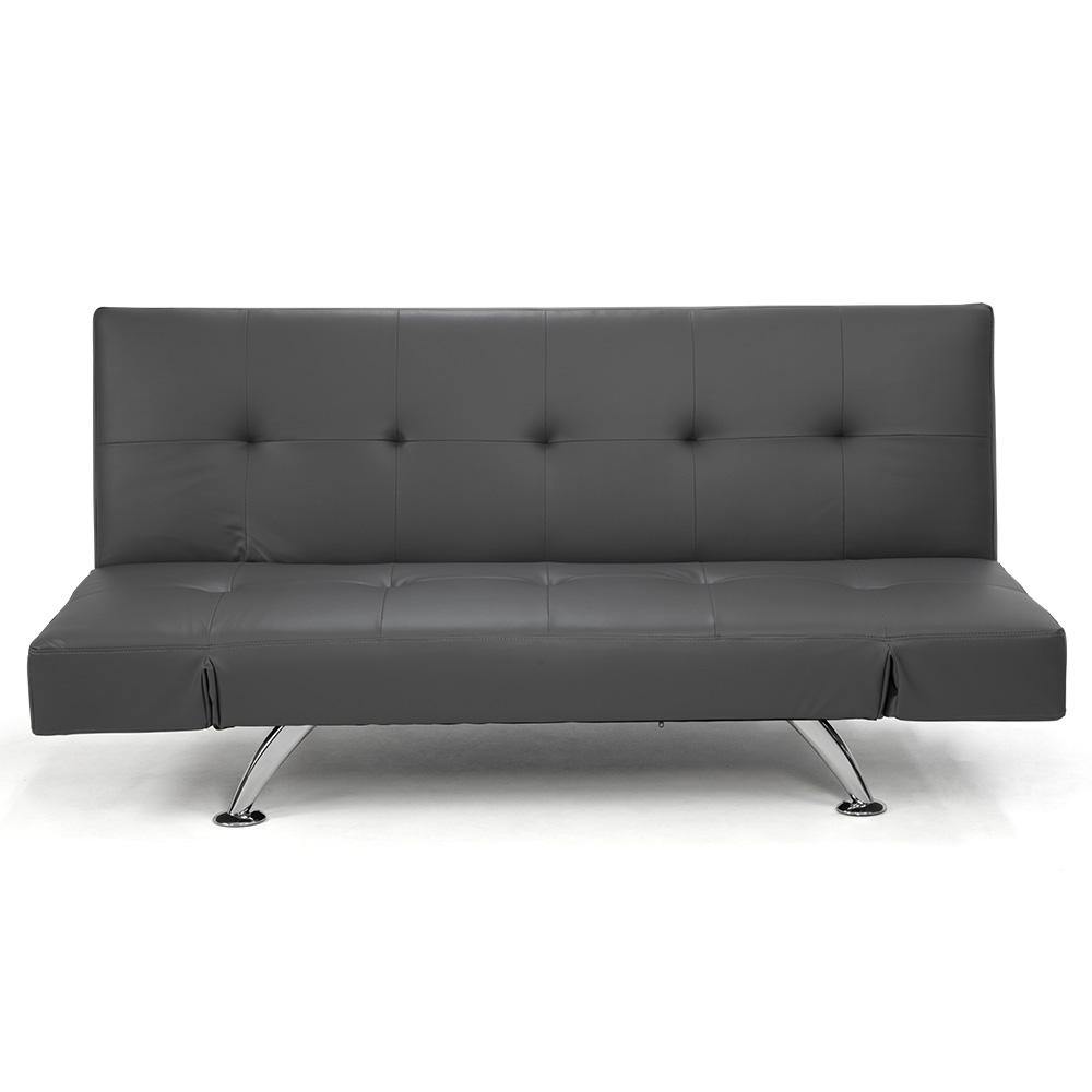 Kenny 3 Seater Leather Lounge - Grey - Housethings 
