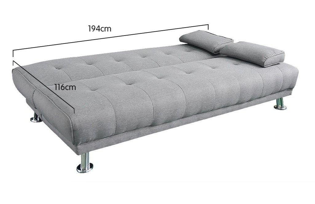 Kenny 3 Seater Linen Sofa Bed with Ottoman Grey