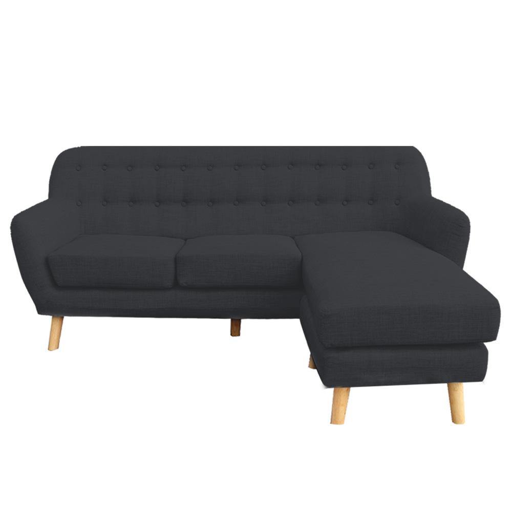 Jesse Corner Couch Lounge L-shaped with Chaise - Dark Grey - Housethings 