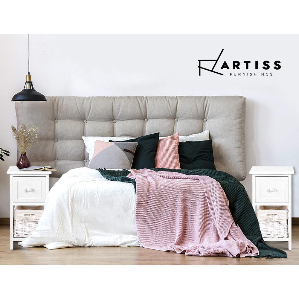 2 PCS Ariss Bedside Table - White - House Things Brand > Artiss