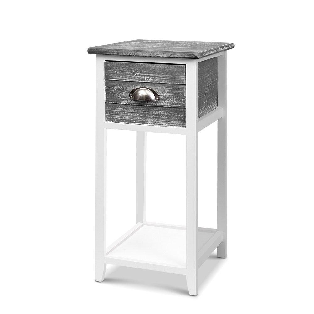 Artiss Bedside Table Nightstand Drawer Storage Cabinet Lamp Side Shelf Unit Grey - House Things Furniture > Bedroom