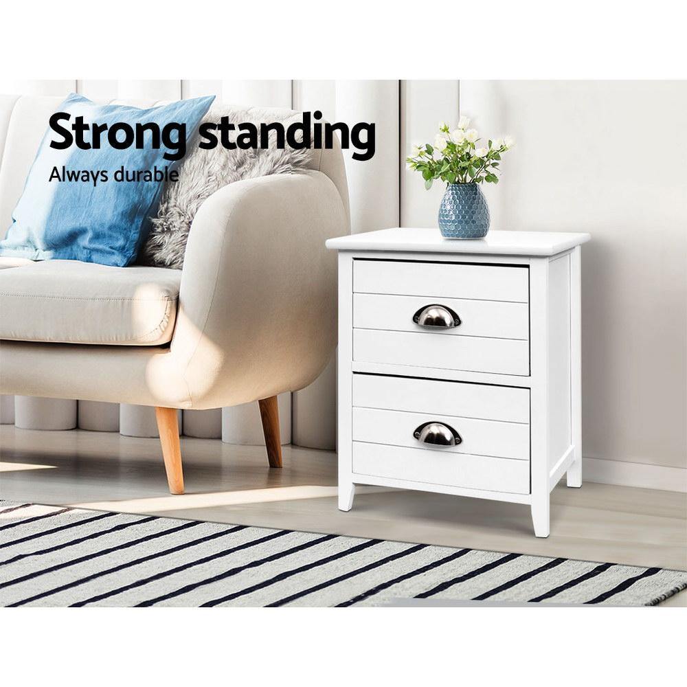 2 x Bedside Drawers White - Housethings 