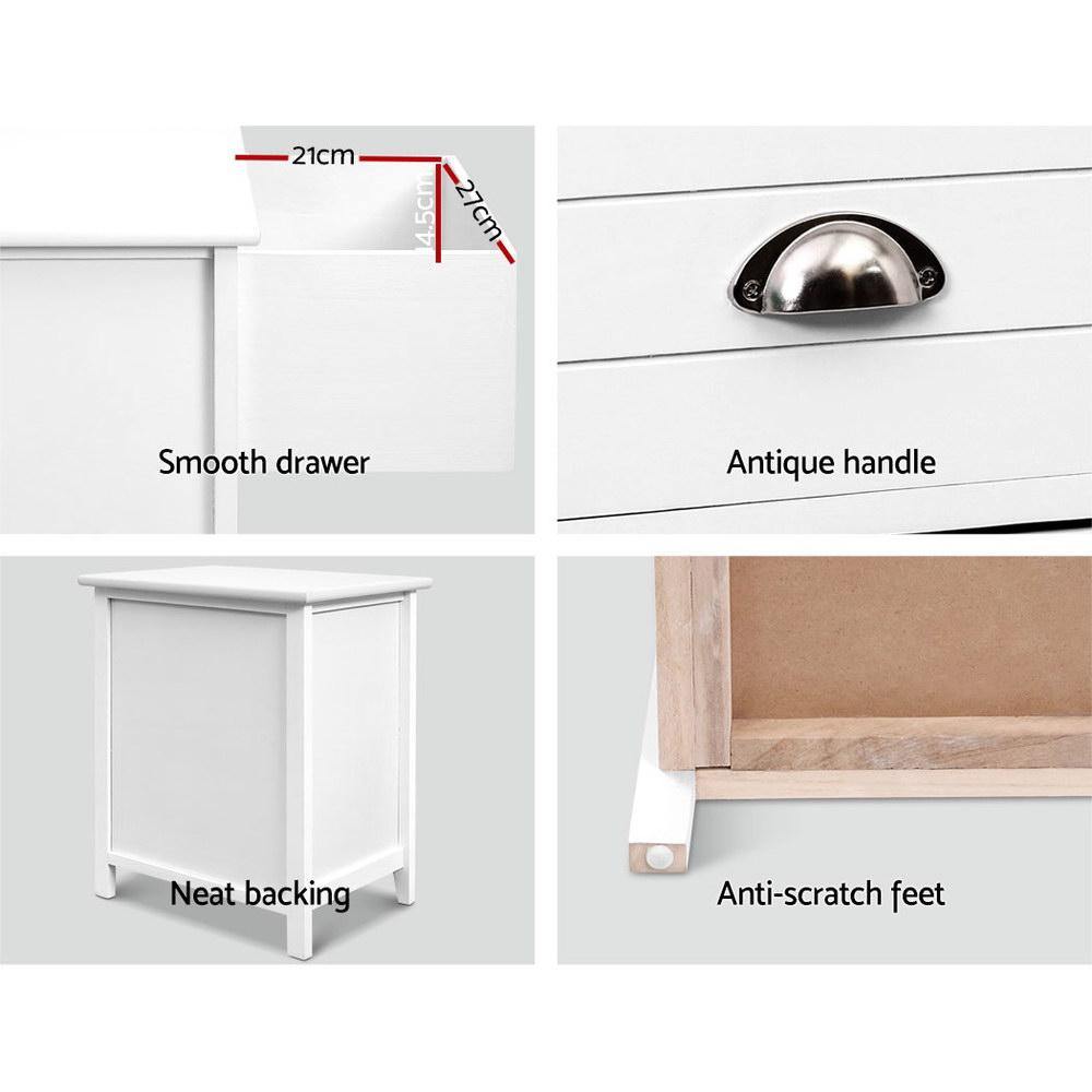 2 x Bedside Drawers White - Housethings 