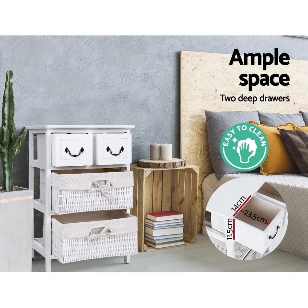 Bedside Table Bathroom Chest of Drawers White - House Things Brand > Artiss