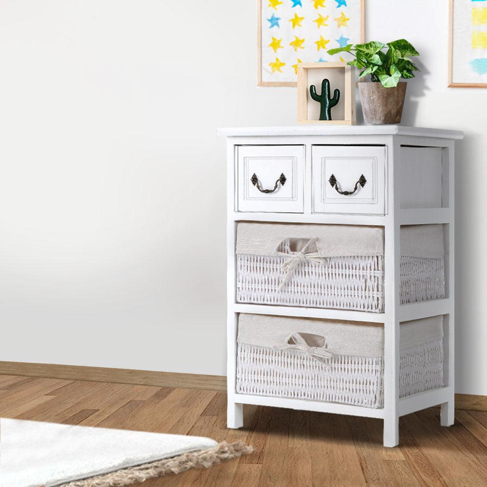 Bedside Table Bathroom Chest of Drawers White - House Things Brand > Artiss